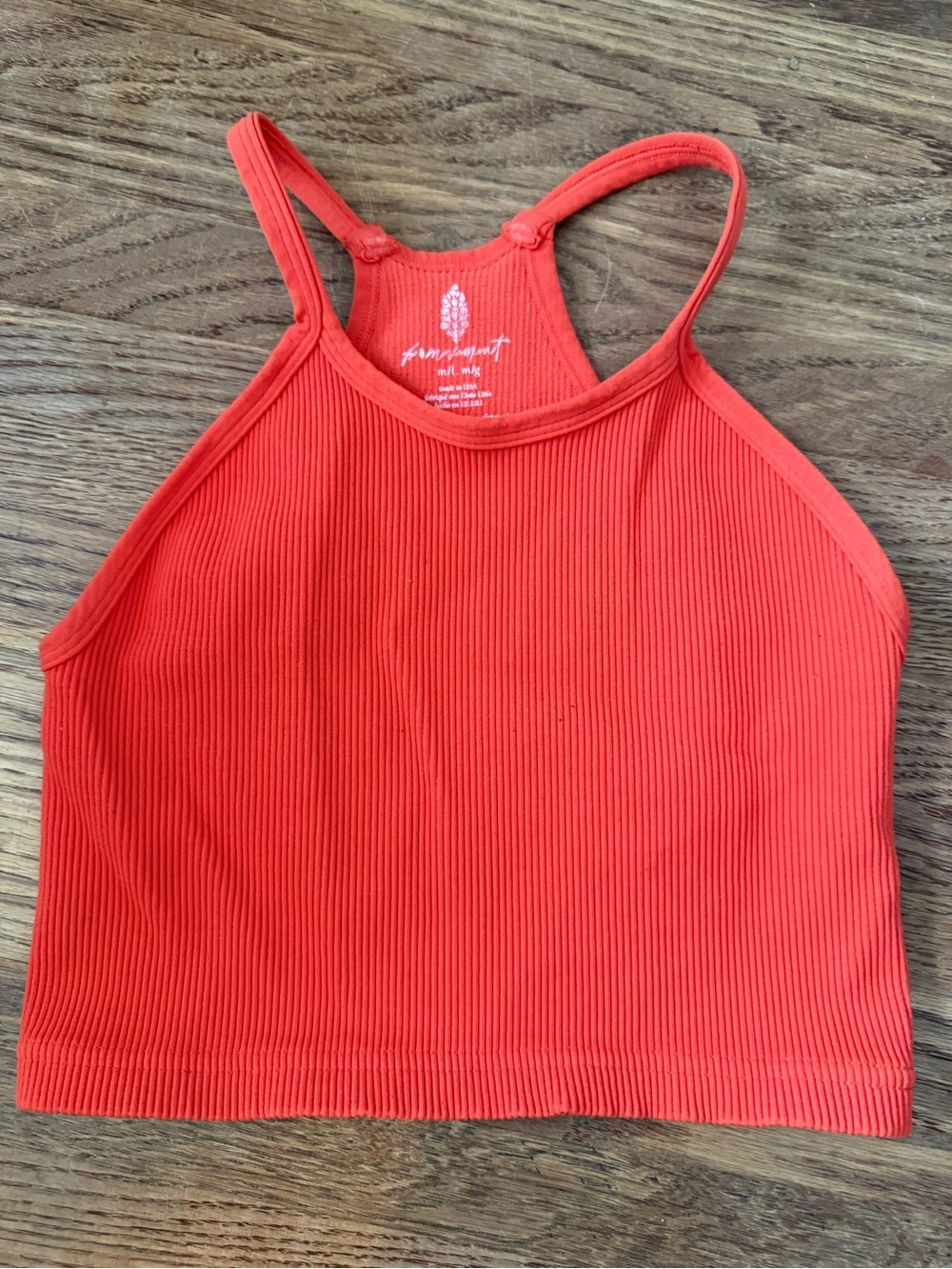 (M/L) Free People Movement Red Ribbed Halter Crop Top